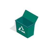 Open garbage container with recycling sign icon vector