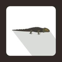 Grey iguana icon, flat style vector