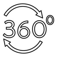 Vr brain 360 degrees icon, outline style vector