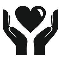 Heart in hands icon, simple style vector