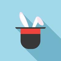 Rabbit ears appearing from a top magic hat icon vector