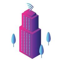 icono de edificio inteligente, estilo isométrico vector