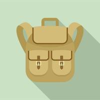 icono de mochila de viaje, estilo plano vector