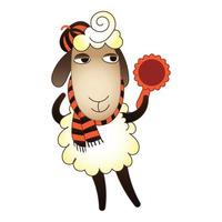 Sheep with mirror icon, cartoon style vector