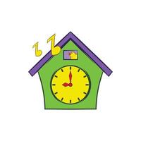 Cuckoo clock icon, cartoon style vector