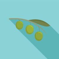 Olives branch icon, flat style vector