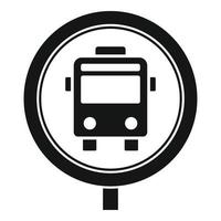 Circle bus stop sign icon, simple style vector