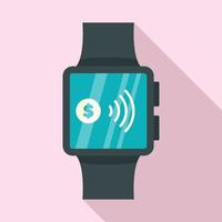 icono de pago de smartwatch nfc, estilo plano vector