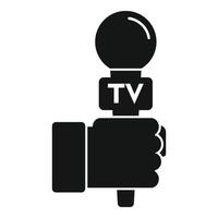 icono de micrófono de reportero de tv, estilo simple vector