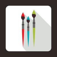 Three brushes for painting icon, flat style vector