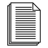 Summary papers icon, outline style vector