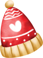 chapéu de inverno vermelho com um pompom. desenho aquarela. png