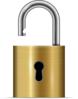 Gold unlocked padlock png