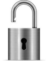 Silver unlocked padlock png