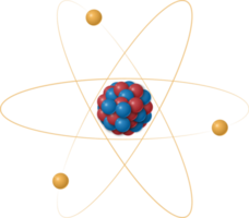 estrutura atômica, prótons, nêutrons e elétrons orbitando o núcleo png