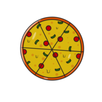 um conjunto de ícones de pizza plana isolados na cor transparente png