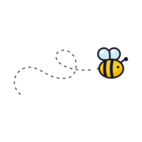 ruta de vuelo de abejas. una abeja volando en una línea punteada la ruta de vuelo de una abeja a la miel. png