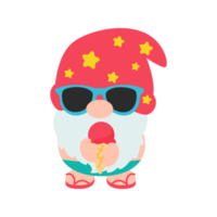 gnomos verano. los gnomos usan sombreros y gafas de sol para los viajes de verano a la playa. png