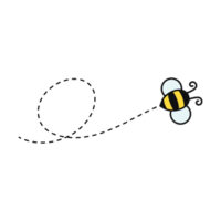 ruta de vuelo de abejas. una abeja volando en una línea punteada la ruta de vuelo de una abeja a la miel. png