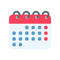 Calendar icon. A red calendar for reminders of appointments and important festivals in the year. png