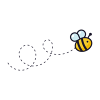 ruta de vuelo de abejas. una abeja volando en una línea punteada la ruta de vuelo de una abeja a la miel. png