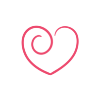 Hand drawn heart line. red heart love on valentines day png