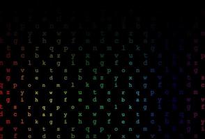 Dark multicolor, rainbow vector pattern with ABC symbols.