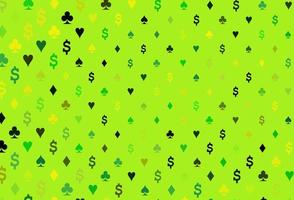 Light green, yellow vector cover with symbols of gamble.