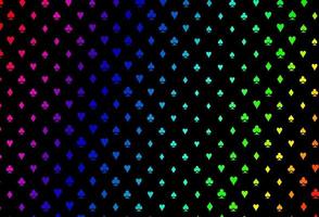 Dark multicolor, rainbow vector texture with playing cards.