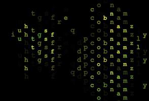 Dark green, yellow vector background with signs of alphabet.
