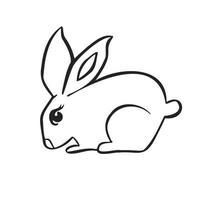 Eastern horoscope symbol easter bunny, rabbit line, vector illustration