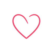 Hand drawn heart line. red heart love on valentines day png