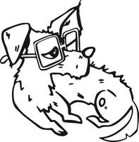 Cartoon style Dog with glasses, smart puppy, training. vector illustration