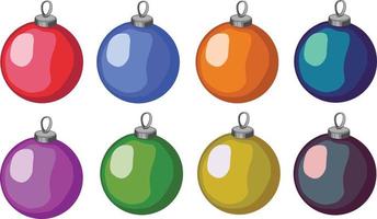 Christmas tree decorations isolated on white background illustration set. Winter Holidays and Celebrations concept. Balls. vector