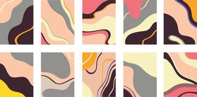 Set of images with colorful chaotic patterns vector