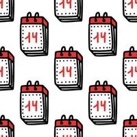 Seamless pattern with calendars with the inscription February 14 vector