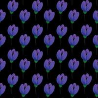 Pattern of purple tulips with green leaves vector