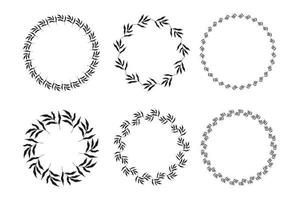 Illustration of collection of assorted circle shaped black frames made of plants on white isolated background vector