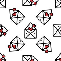 Seamless pattern with postcards with hearts vector