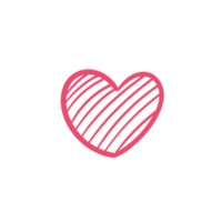 Hand drawn heart line. red heart love on valentines day png