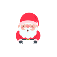 Santa Claus cartoon character with blank sign for decorating Christmas greeting cards png