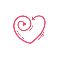 Hand drawn heart line. red heart love on valentines day png