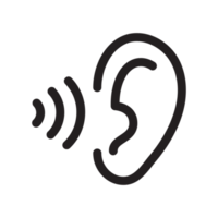 Ear icon. Ear line design The concept of hearing problems Isolated on background png