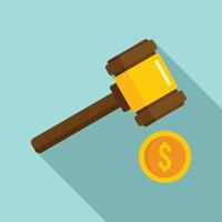 Judge gavel bribery icon, flat style vector