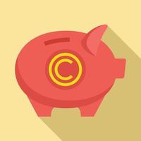Company piggy bank icon, flat style vector