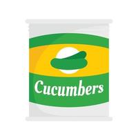 Cucumbers tin can icon, flat style vector