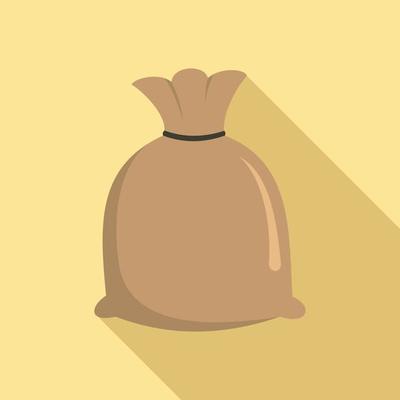 Sack rice icon, flat style