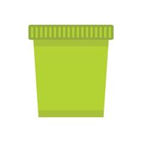 Green trash basket icon, flat style vector