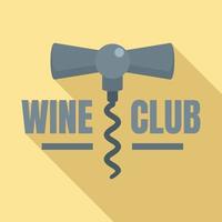 Wine club corkscrew logo, flat style vector