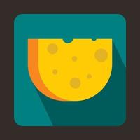 Piece of Swiss cheese icon, flat style vector
